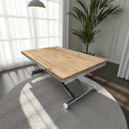 Hanah Home Mesa de Comedor Extensible Pino y Cromo